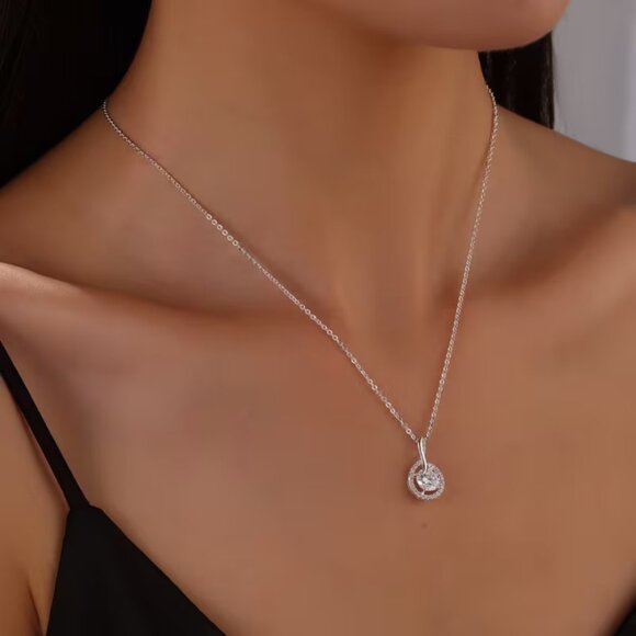 925 Sterling Silver Womens 2ct Diamond Pendant Necklace Ladies New 16 18 Jewelry - Picture 2 of 7